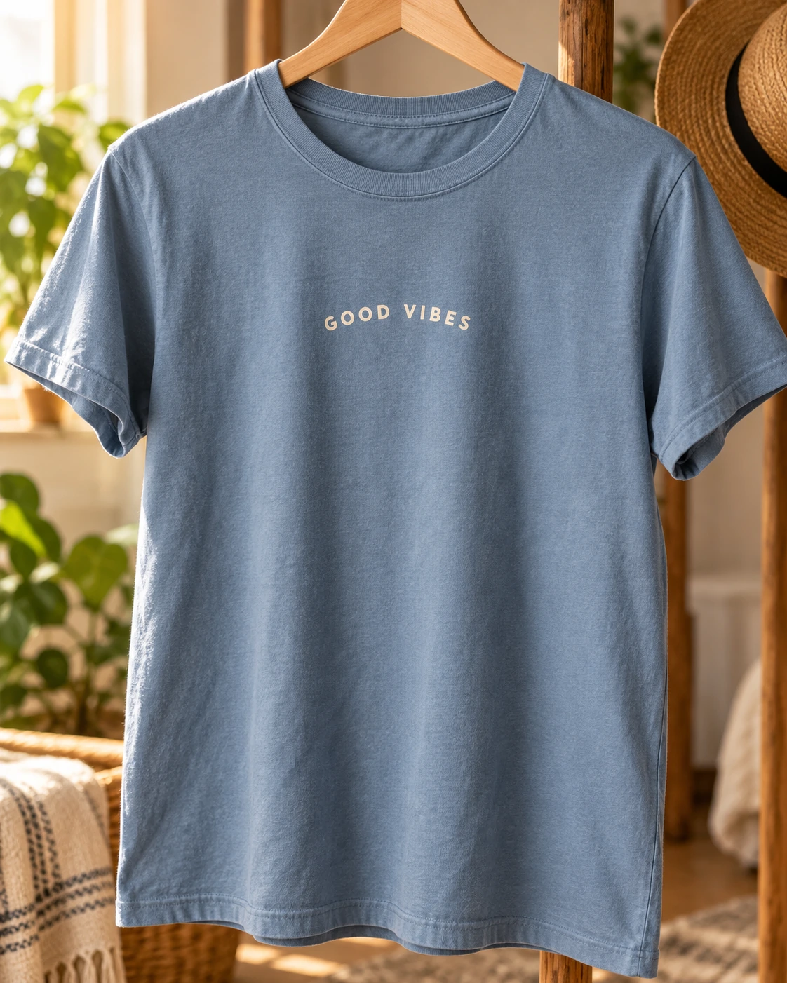 Good Vibes displayed in a warm styled setting
