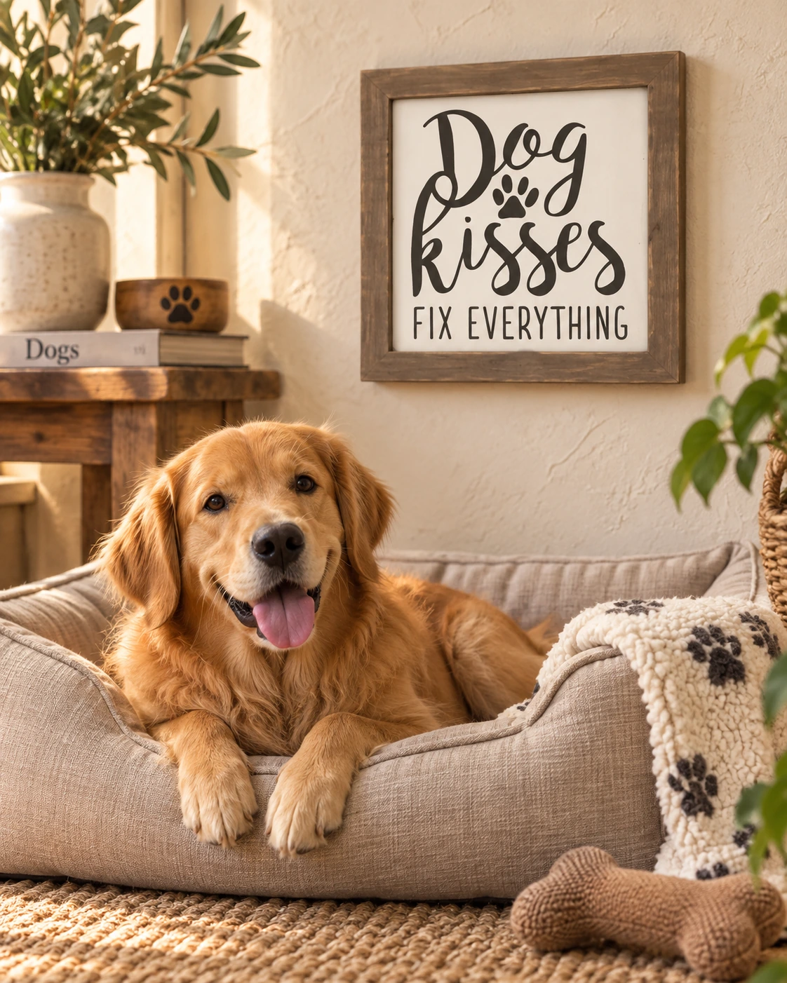 Dog Mini-signs displayed in a warm styled setting