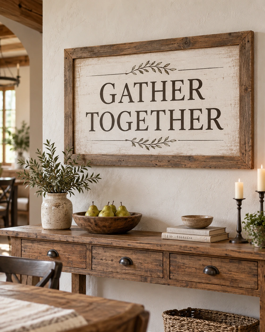 Gather Together displayed in a warm styled setting