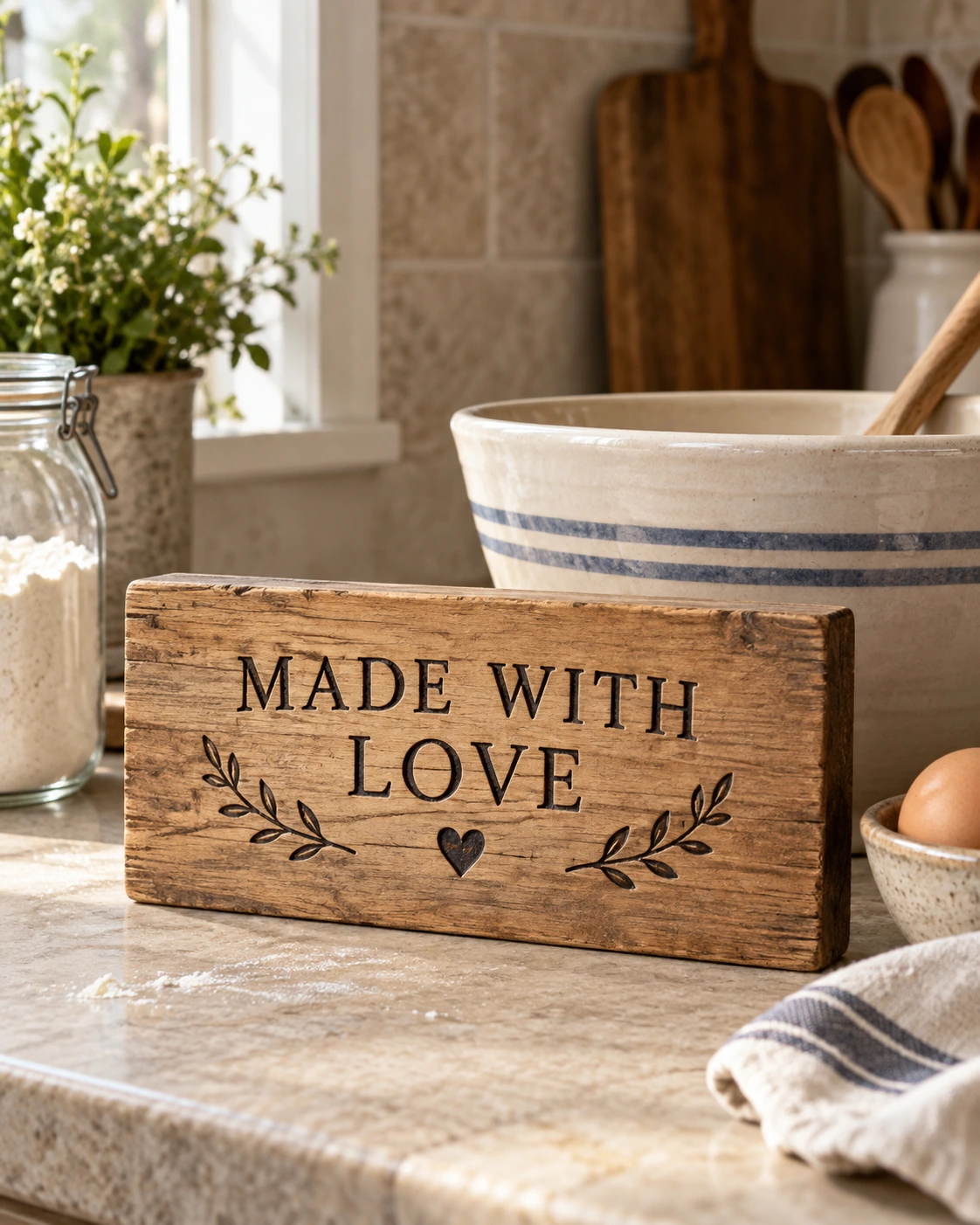 Made with Love displayed in a warm styled setting