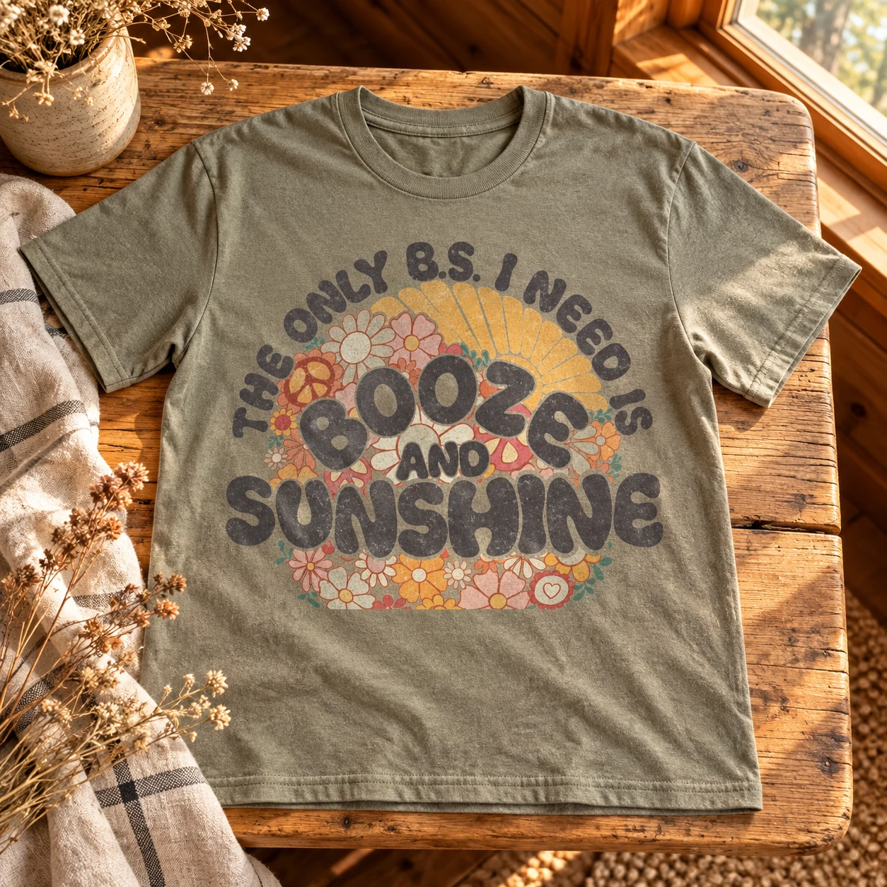 BS T-Shirt in a warm styled setting