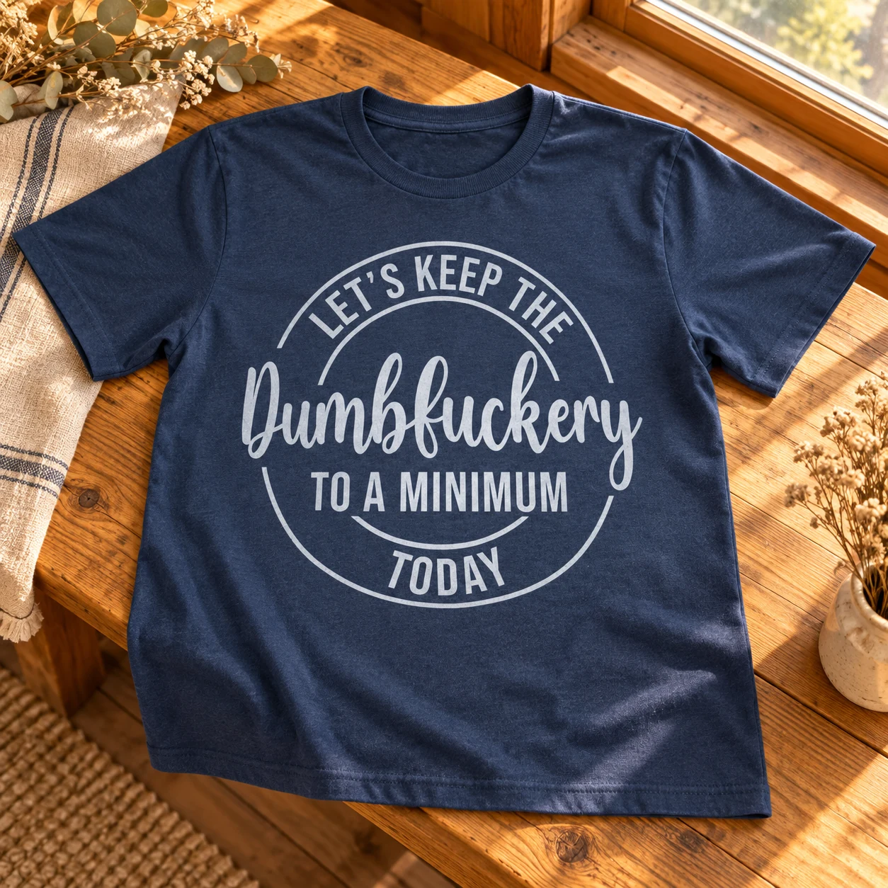 Dumbfuckery T-Shirt in a warm styled setting