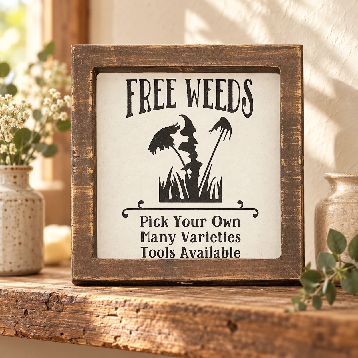 Free Weeds — Pick Your Own in a warm styled setting