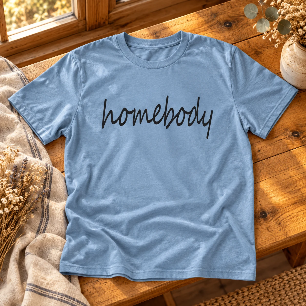 Homebody T-Shirt in a warm styled setting