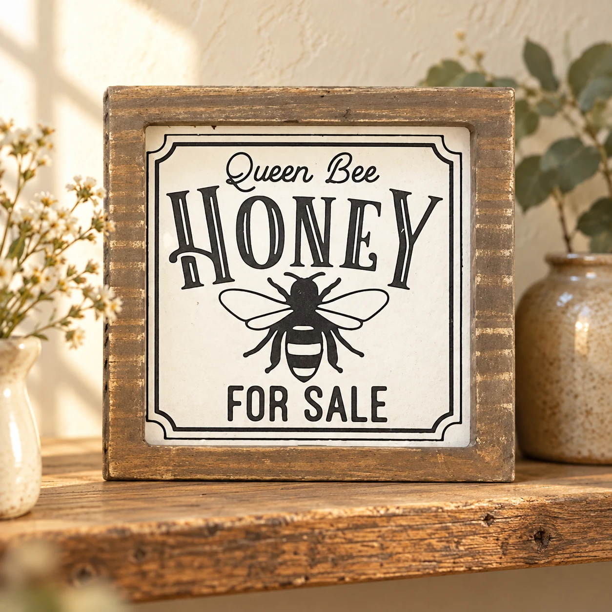 Queen Bee Honey in a warm styled setting