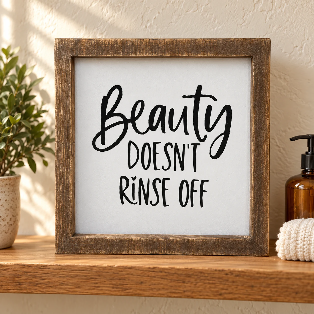 Beauty Doesn't Rinse Off in a warm styled setting