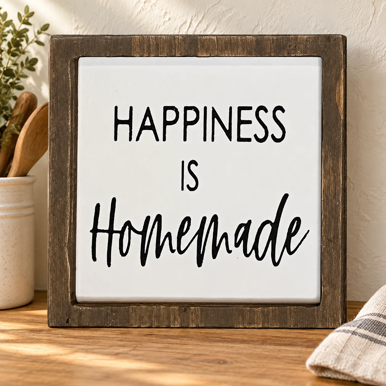 Happiness Is Homemade in a warm styled setting