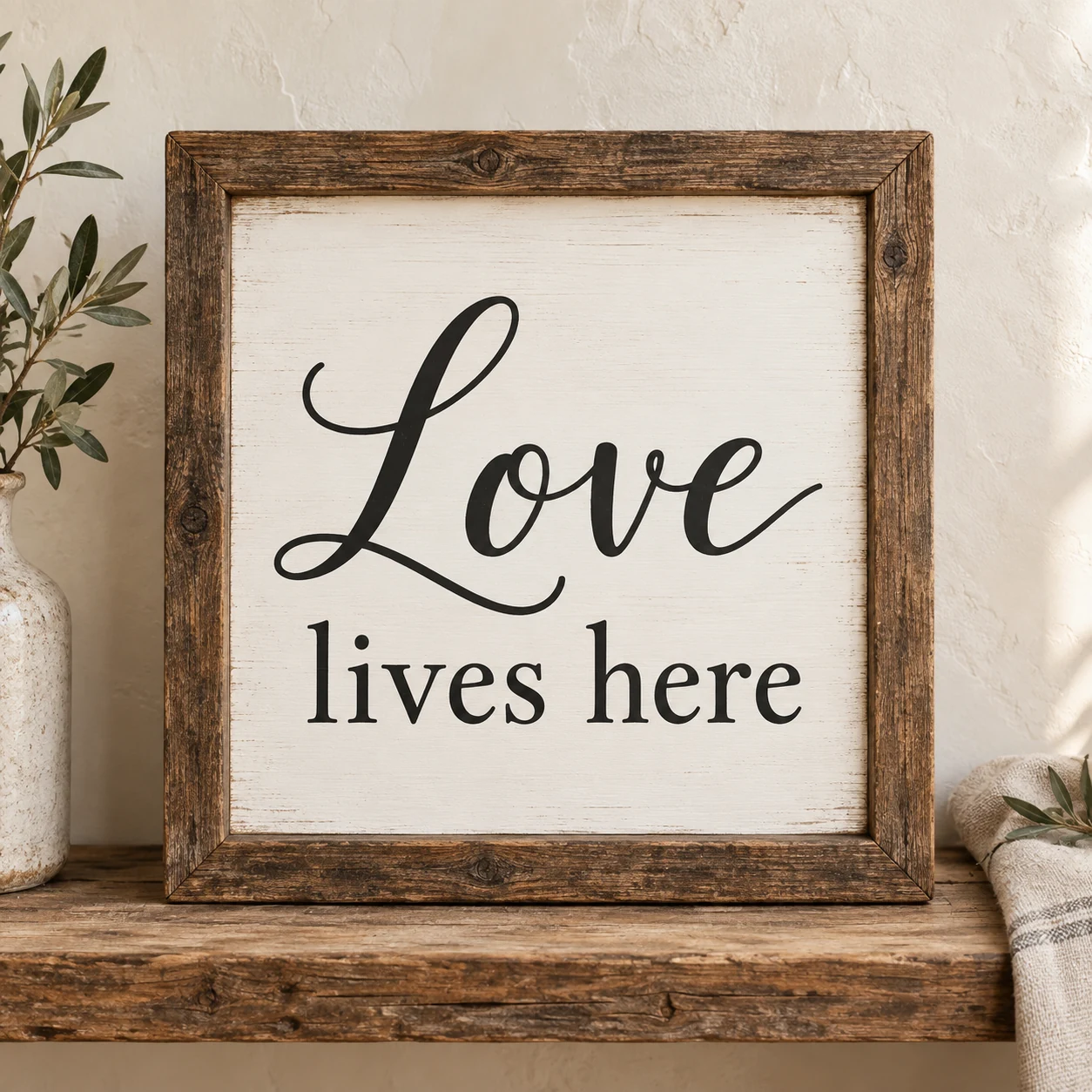 Love Lives Here in a warm styled setting