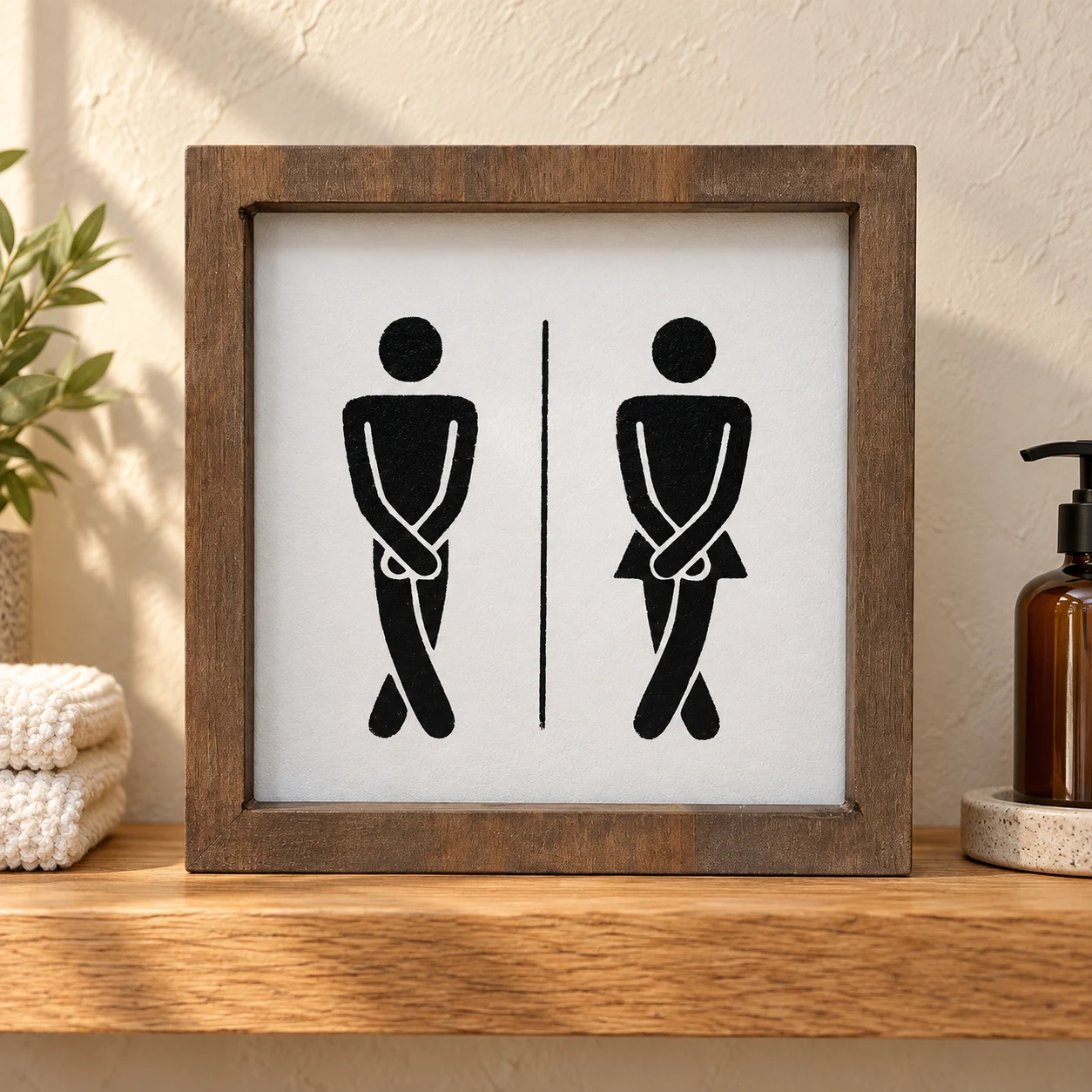 Restroom Pictograms in a warm styled setting