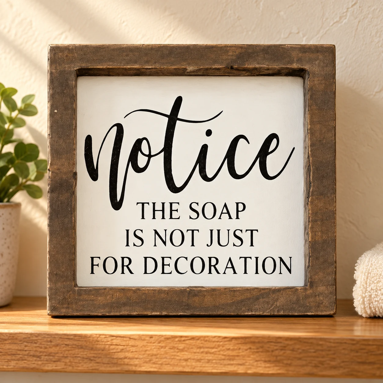 Soap Is Not Decoration in a warm styled setting