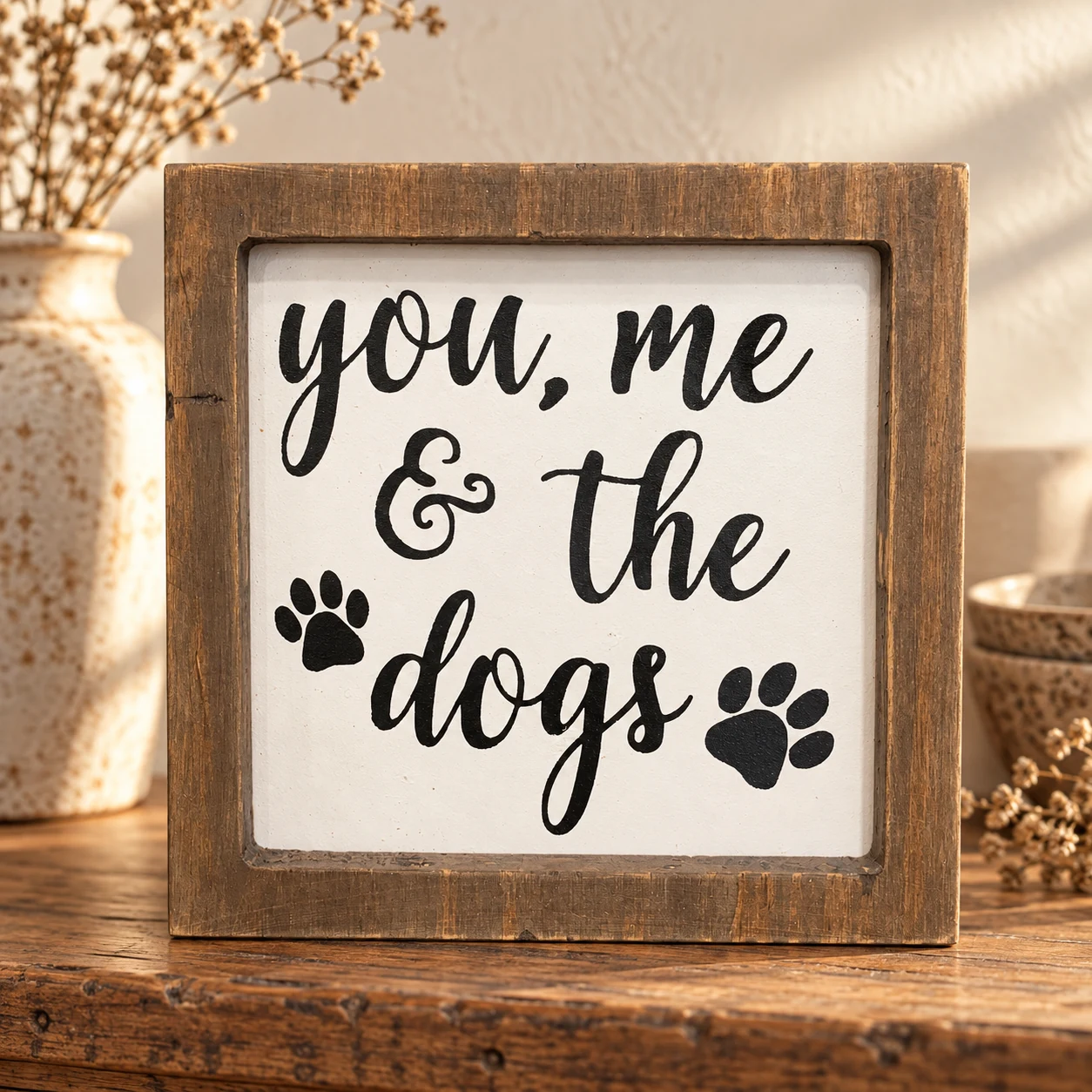 You, Me & the Dogs in a warm styled setting